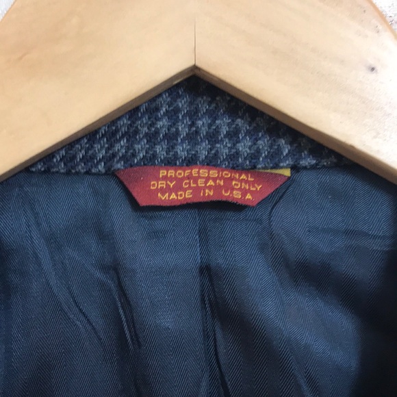 Navy Wool/Cotton Houndstooth Blazer - Picture 7 of 8